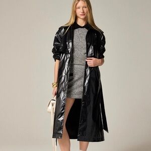 J. Crew Rain or Shine Black Shiny Waterproof Trench Coat | Size Small